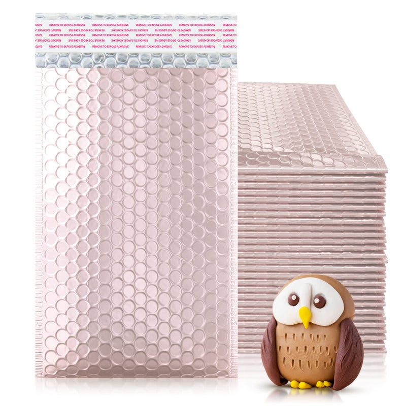 ABC PACK & SUPPLY Rose Gold Metallic Bubble Mailers, 5 x 9 Inches. Pack of 25 Metallic Bubble Envelope Mailer. Padded Envelopes Waterproof. Opaque Self Seal Mailers for Cosmetics - Image 1